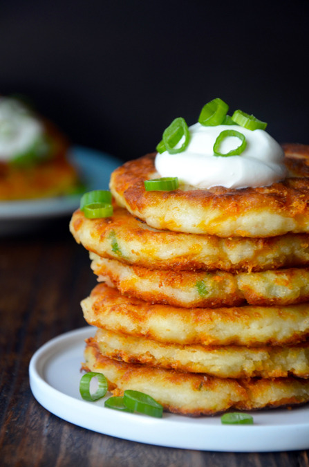 Cheesy Leftover Mashed Potato Pancakes