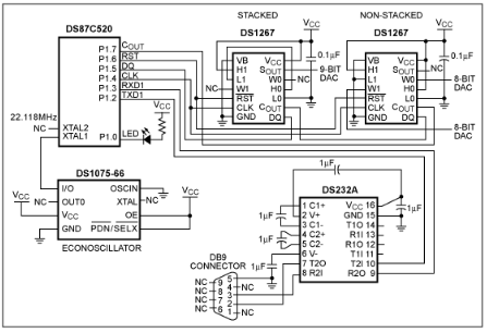 3-wire signal generation using multiple DS1267 digital potentiometers ...