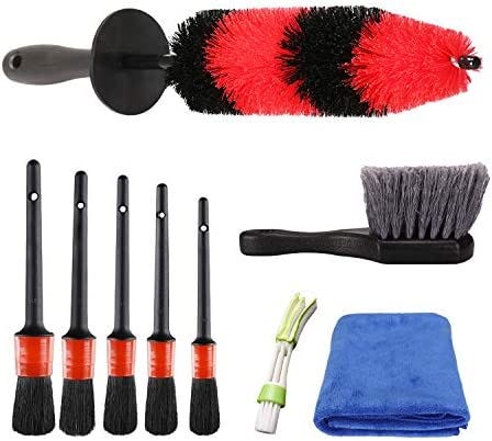 SPTA 9Pcs Wheel and Tire Brush Car Detailing Kit, Easy Access Wheel and Rim Brush, 5 Pcs Detailing…