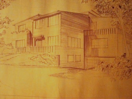 Jules’ sketch of exterior elevation. Janco family home, Montreal, 1974.