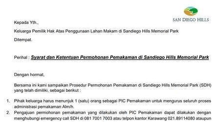 Syarat & Ketentuan Permohonan Pemakaman di San Diego Hills