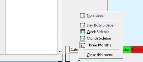 Right-click to show/hide calendar side-bar