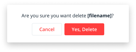 Dialog box with Yes, Delete