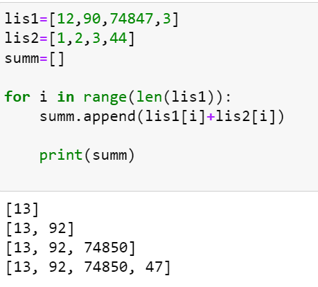 Adding of elements in two Lists. Here let’s see the adding of elements ...