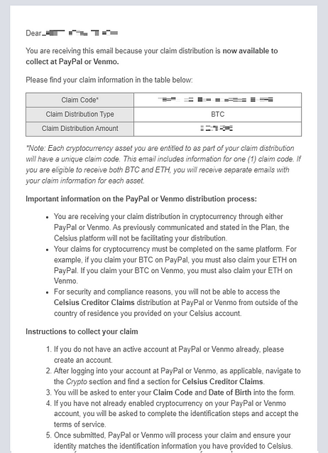 Step by step instructions of how to receive your Celsius claim on Step by step instructions of how to receive your Celsius claim on