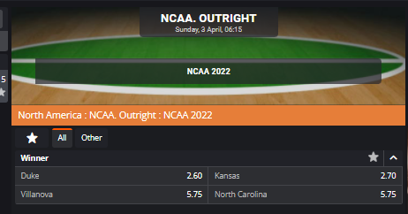 NCAA FINAL 4 ON PNXBET. This is the odds on NCAA OUTRIGHT FINAL… | by ...
