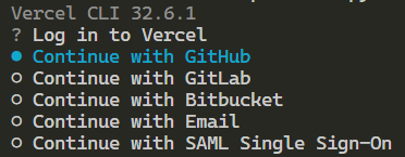 Options for Vercel Login