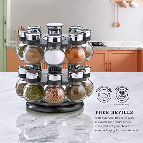 20-Jar Revolving Spice Tower with Free Spice Refills for 5 Years