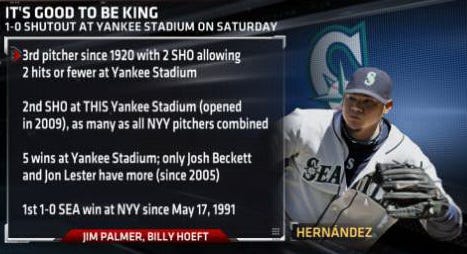 Hernandez pitches Mariners past Yankees