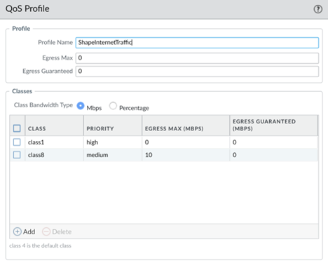 Configure traffic shaping on Palo Alto Networks Firewall