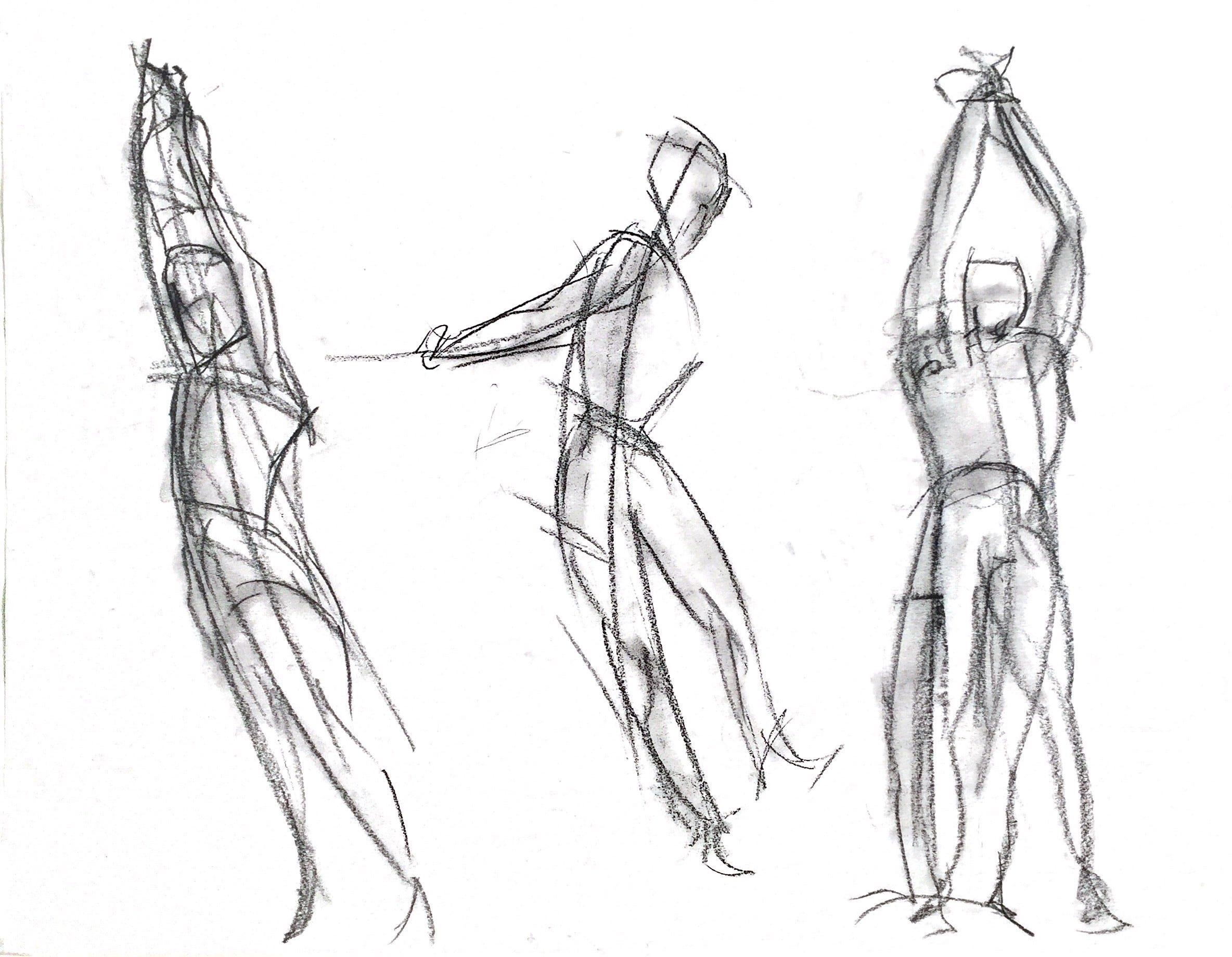 Figure Drawing. 2/20/21: Gesture drawing studies, by Catherine Liu, Catherine's Collaborative Visualizing