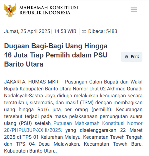 Politik Rp16 Juta: Dongeng Romantisme di Barito Utara
