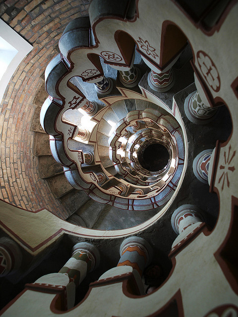 Spiral staircase at Bory Castle in Szekesfehervar, Hungary