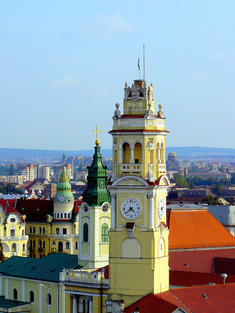 Parts of the old town in Oradea, Transylvania, Romania