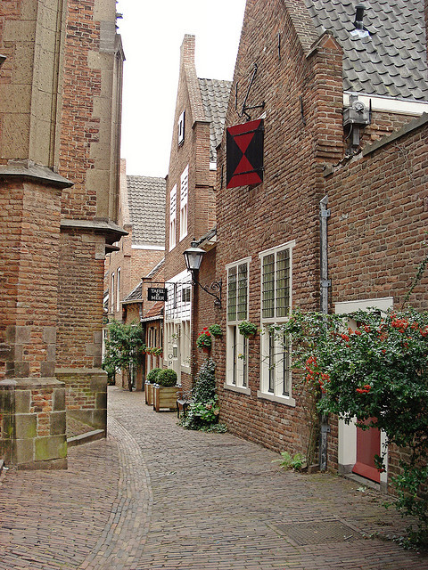 Medieval streets of Nijmegen in Netherlands