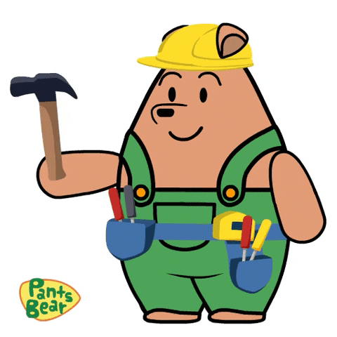 Pooh using a hammer gif