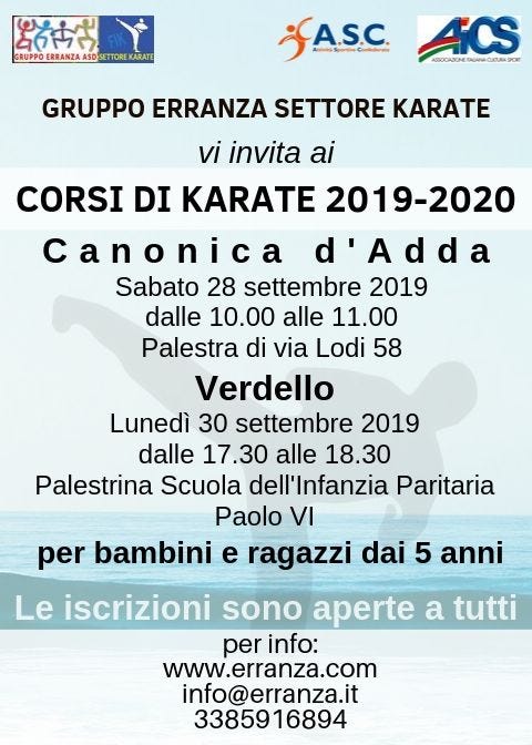 Corsi di Karate a Canonica d’Adda e a Verdello — Stagione 2019–2020