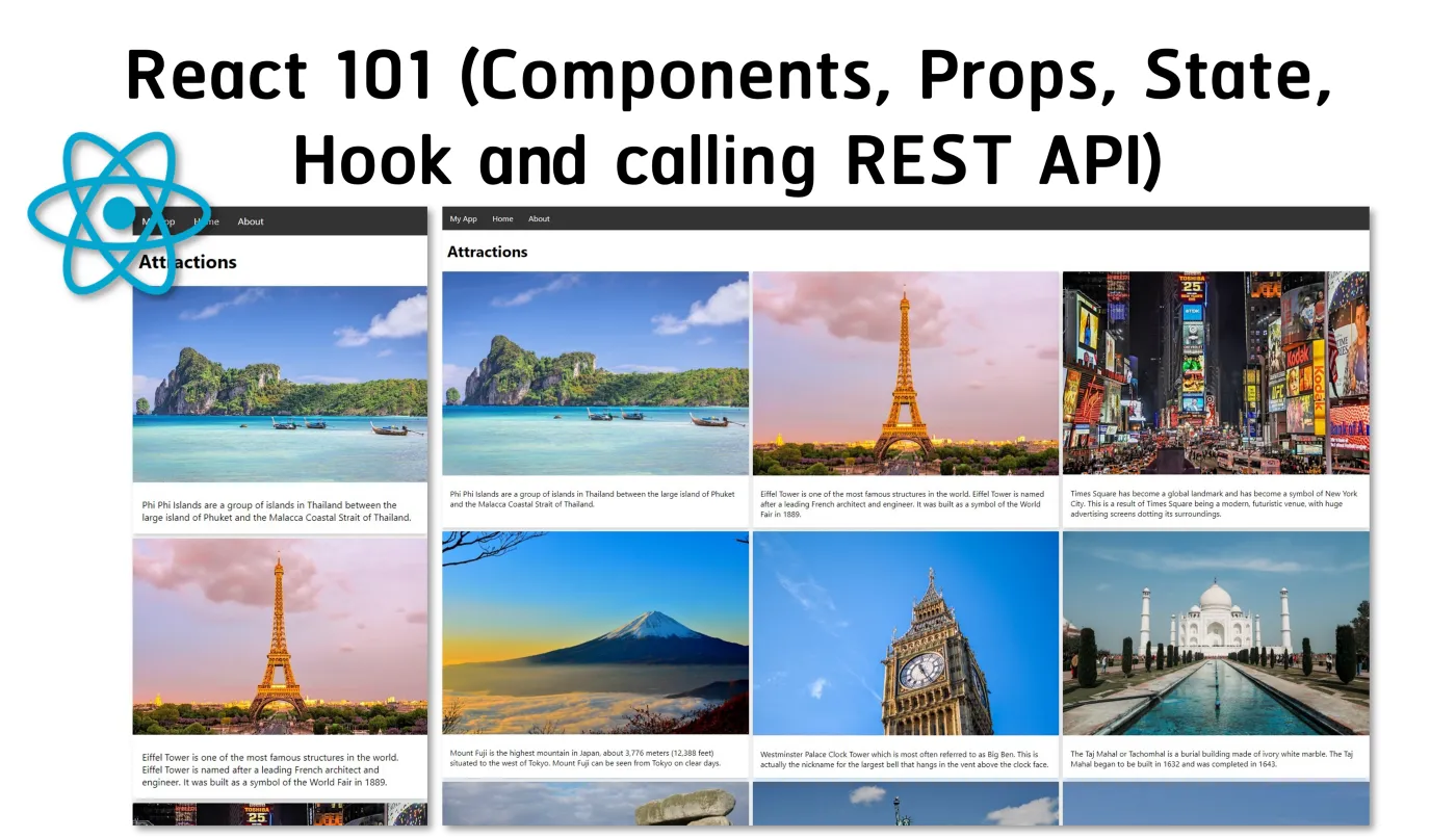 พัฒReact 101 (React Components, Props, State, Hook and calling REST API)