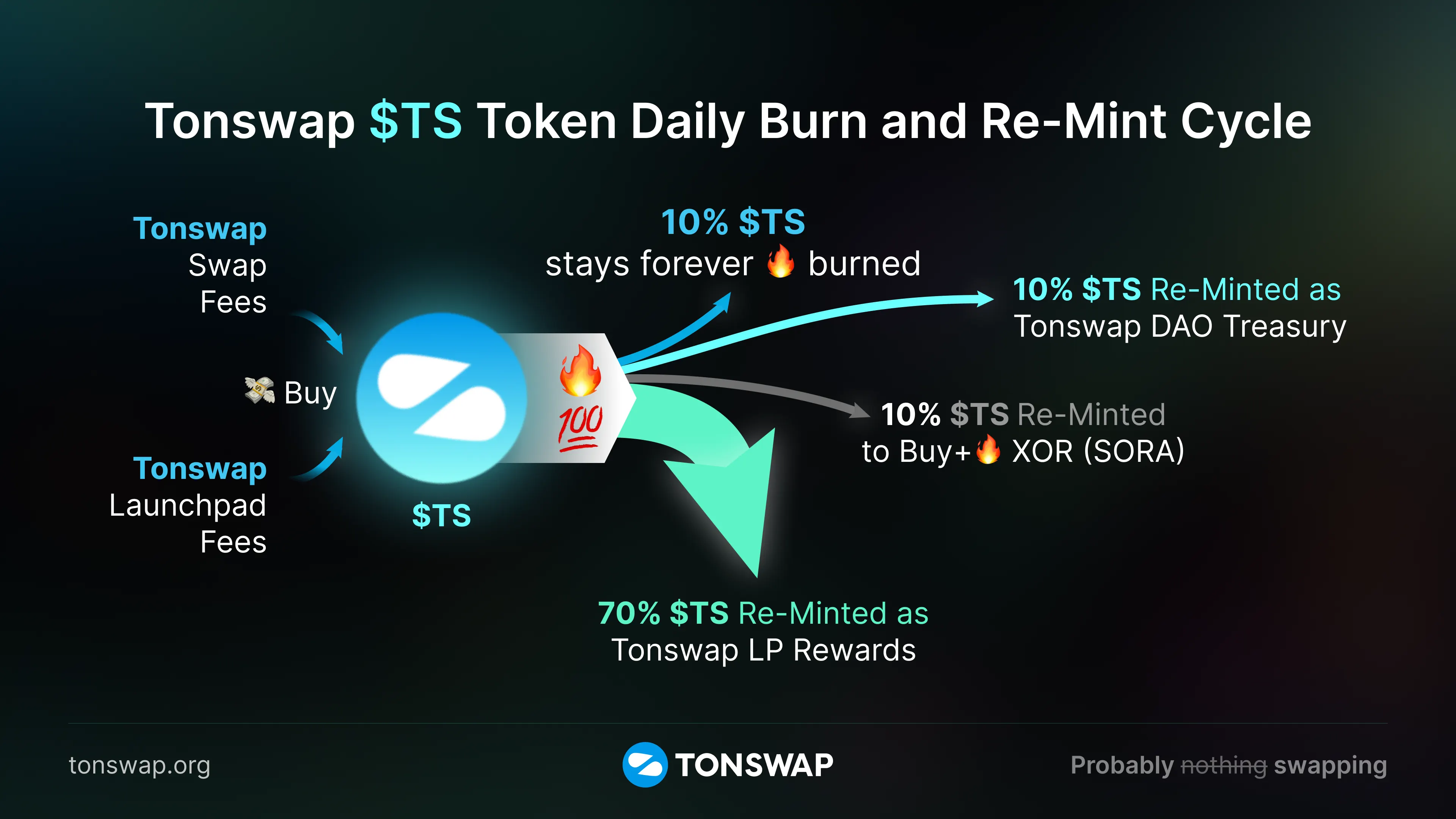 Tonswap $TS Token Daily Burn and Re-Mint Cycle