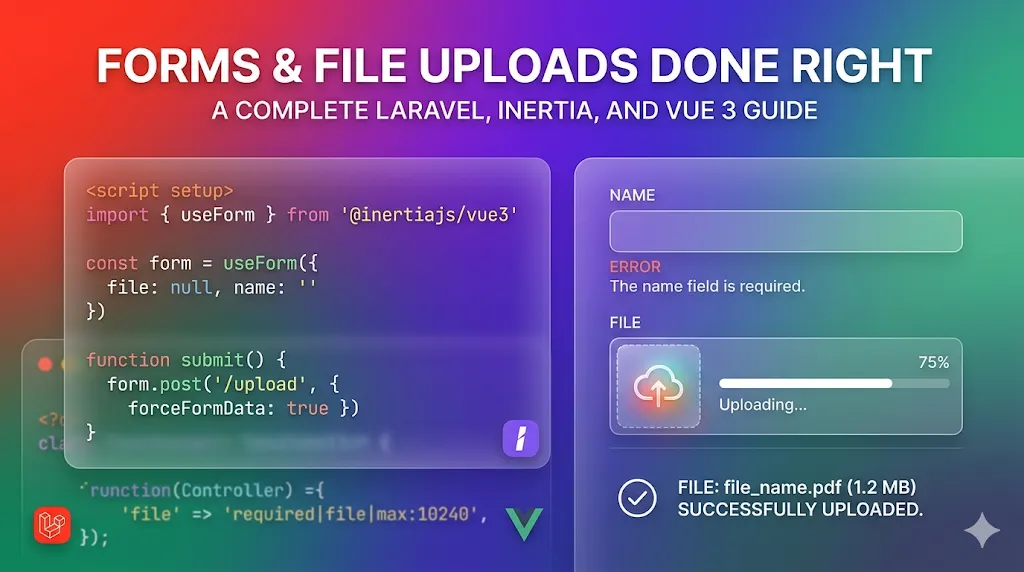 Laravel + Inertia + Vue 3: Forms, Validation & File Uploads Done Right