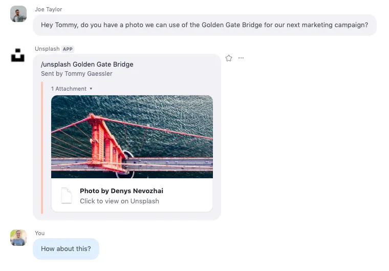 Unsplash Team Chat App for Zoom