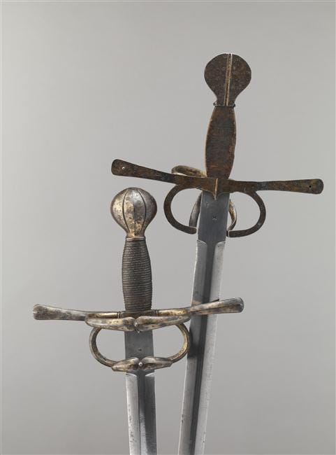 文藝復興雙劍,約1550年,義大利製,現存於巴黎軍事博物館。