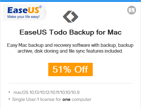 51% Off — EaseUS Todo Backup for Mac Discount Coupon Code
