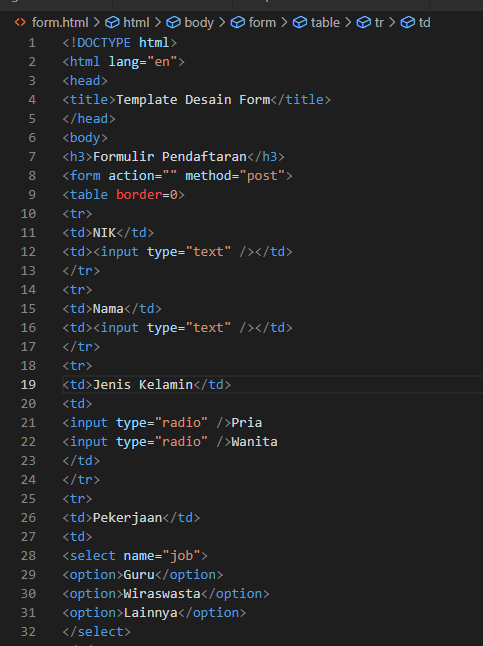 CARA MUDAH MEMBUAT FORM SEDERHANA MENGGUNAKAN VISUAL STUDIO CODE ...
