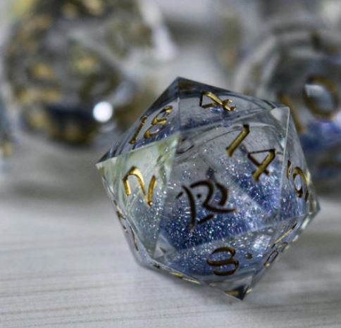 D&D Cracked Frosted Glass Dice Piece Purple Zircon Dice With