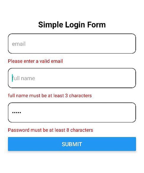 Form with error message