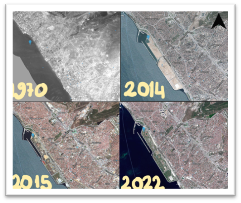 Harita 6.1: İBB Orhangazi Parkı Maltepe Zaman İçerisindeki Değişimi (1970–2014–2015–2022)Kaynak: İstanbul Şehir Haritası. https://sehirharitasi.ibb.gov.tr/