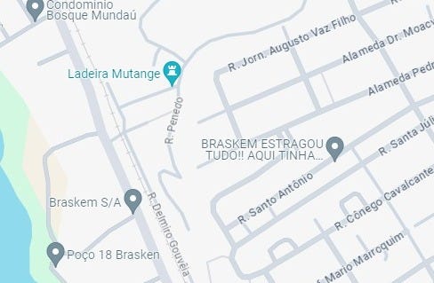 Google Maps exibe protesto próximo à mina 18: “Braskem estragou tudo”
