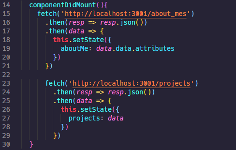fetch request example within an in development React app