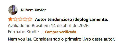Revisão do meu livro “O paradoxo de Einstein”. A pessoa se refere ao meu livro “A revolução ateísmo”, longe de ser meu primeiro livro. Antes, já havia publicado ao menos 7 livros sobre pesquisa científica, e quatro sobre bolsonarismo. Além de trabalho acadêmicos.
