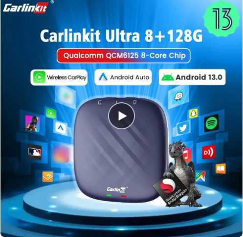 CarlinKit CarPlay Ai Box QCM6125 Android 13 Mini Wireless CarPlay Android  Auto Car Play Streaming Box for Netflix 64G 128G