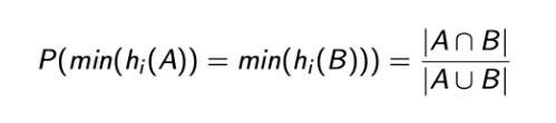 The probability of a MinHash function producing identical hash values for two sets equals the Jaccard Similarity of those sets: