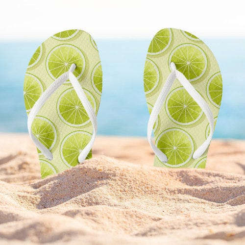 Best Deals! Lime Slices on Light Yellow Flip Flops for 40.90 Zari