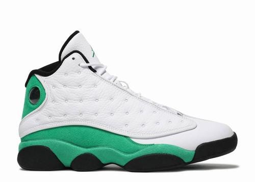 white lucky green black jordan 13