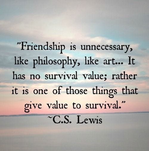 Friendship is unnecessary like philosophy, like art… It by simple