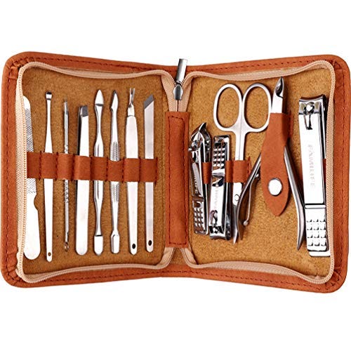 FAMILIFE F03 Manicure Set, Pedicure Kit Nail Clipper Set 13pcs Professional Men Grooming Kit…