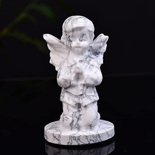 XHAAWH 1PC Natural White Turquoise Guardian Angel Handwork Carving Ornaments Health Healing Stone…