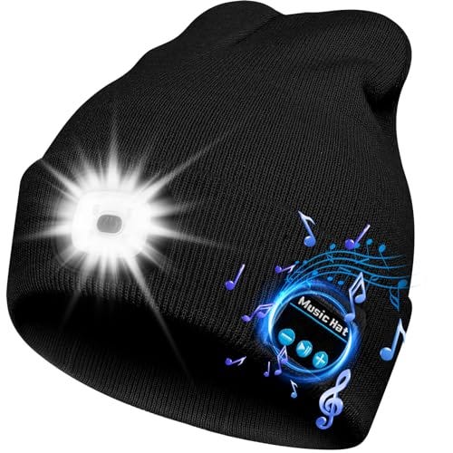 WEITOO Unisex Bluetooth Beanie Cap Light, Upgraded Musical Knitted Cap With Headphone And Built-in Stereo Speakers & Mic, Gifts For Men Women Dad Black - View #6
