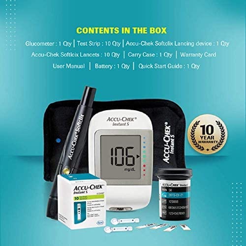 Accu-Chek Instant S Glucometer with Free Test Strips, 10 Count (White) | by  The Maternity Wear | Medium