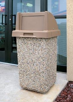 53 Gallon Commercial Concrete Square Trash Receptacle with Push