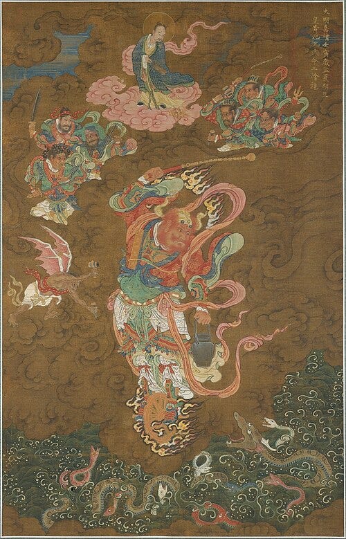 Leigong as depicted in a 1542 painting from the Ming dynasty