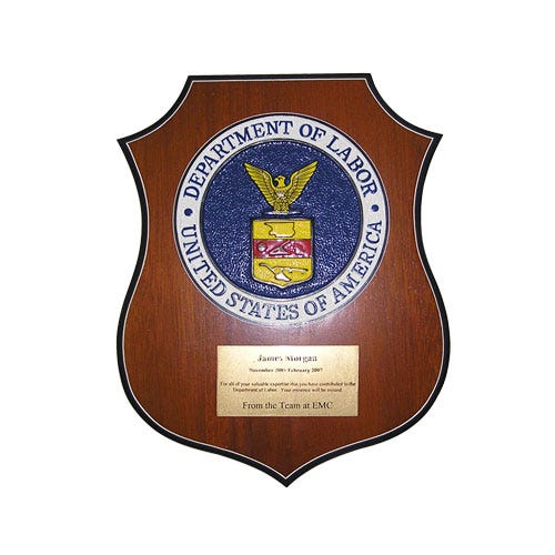 Department of Labor Plaque Plaques and Patches Medium
