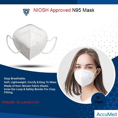 N95 Mask Approved by NIOSH Accumed Medium
