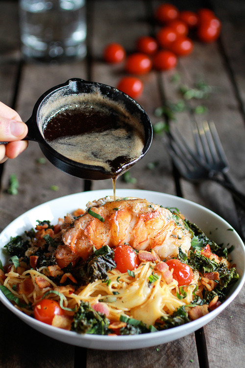 Brown Butter Lobster, Bacon + Crispy Kale and Fontina Pasta #Brown, #Butter, #Lobster, #Bacon, #+, #Crispy, #Kale, #and, #Fontina, #Pasta