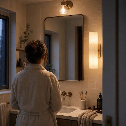 The Marble Wall Light That Fixed Our Morning Mirror