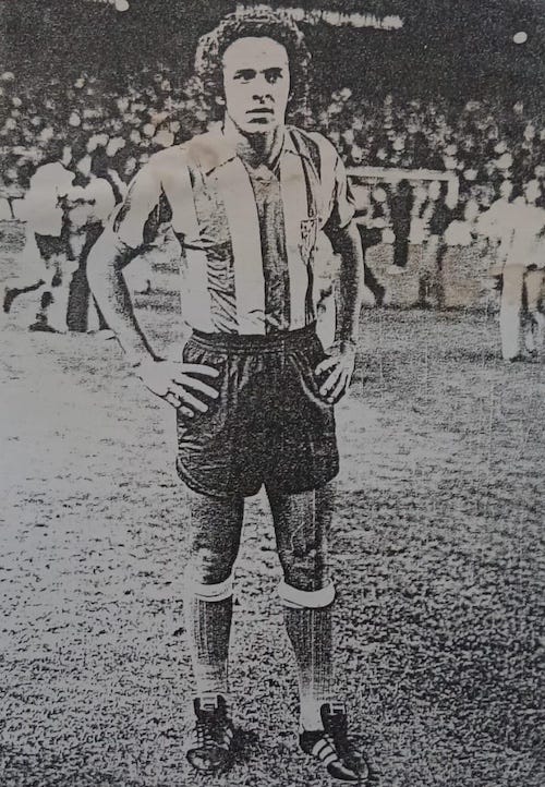 Sena com o uniforme do Atlético de Madrid, 1975